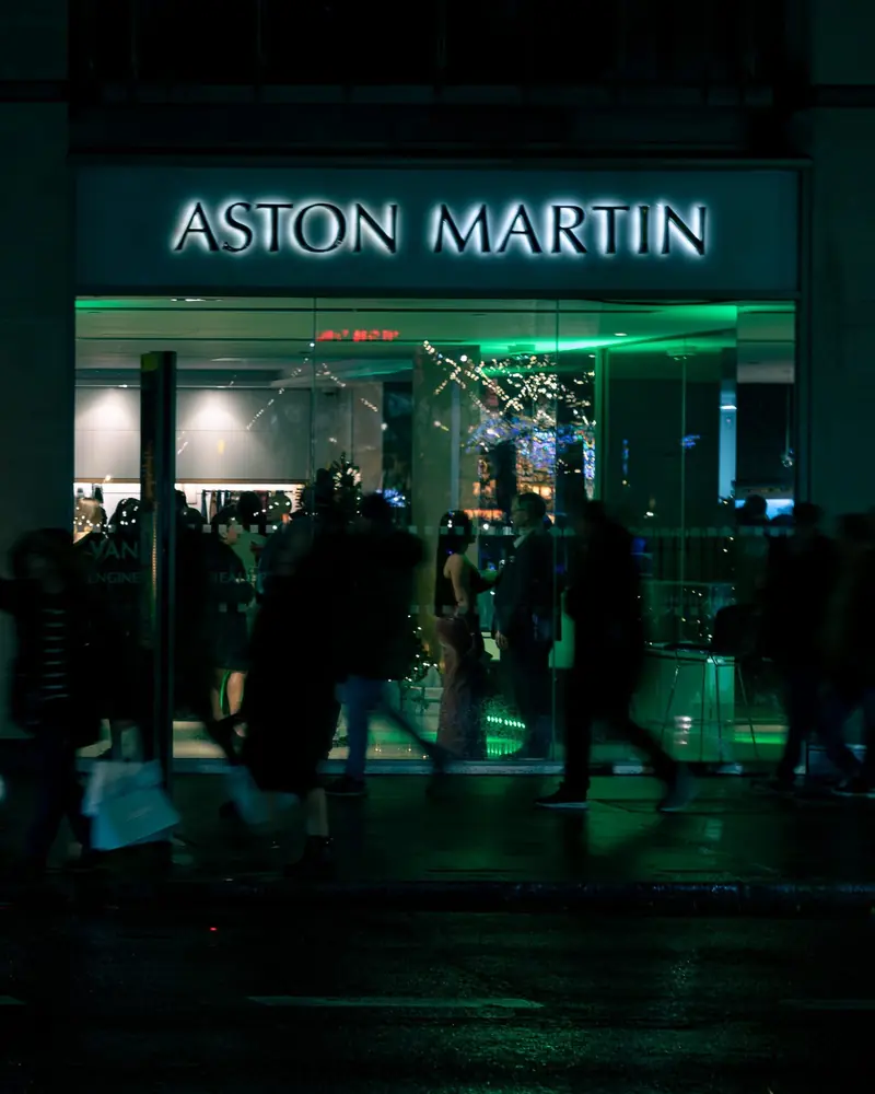 Guests arriving at the Aston Martin Mayfair showroom for the Vanquish launch event